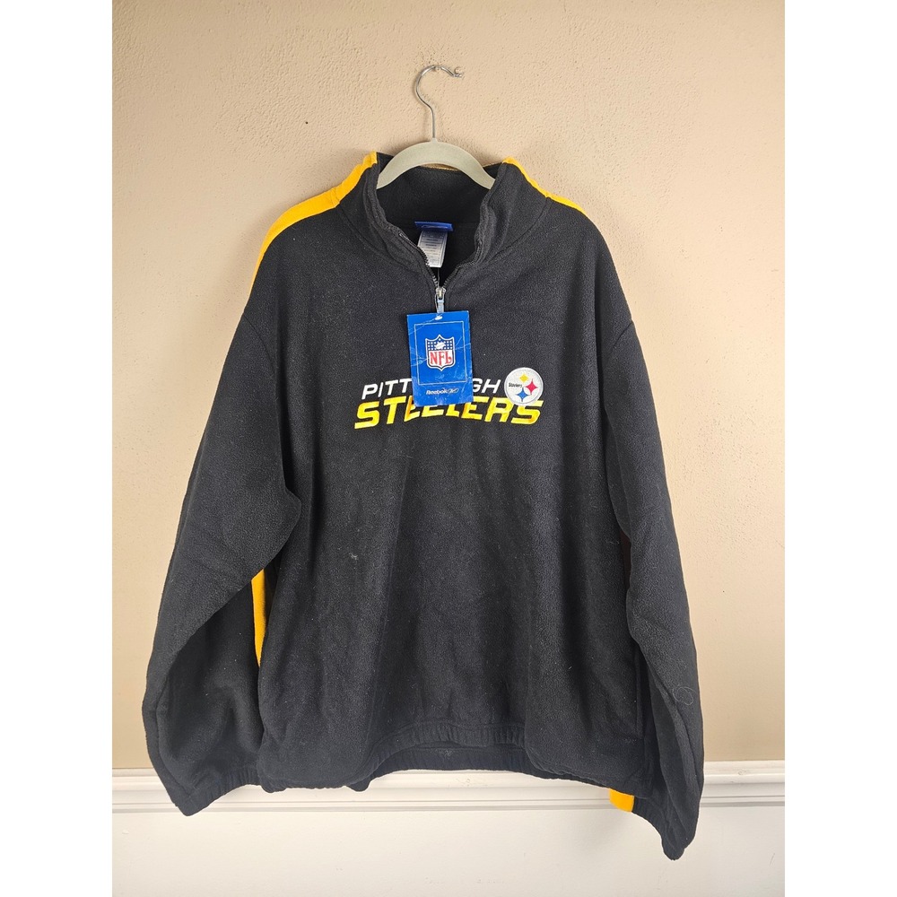 NWT Vintage Reebok NFL Pittsburgh Steelers Fleece 1/4 Zip Pullover XL‎